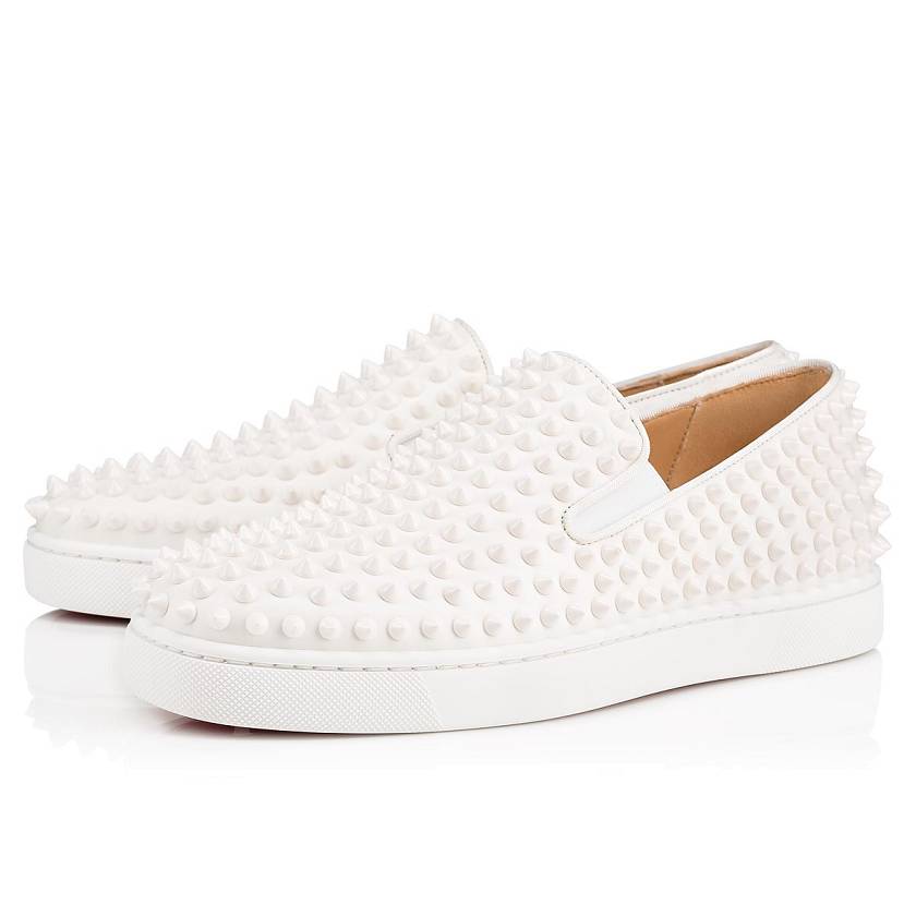 Men's Christian Louboutin Roller-Boat Leather Loafers - White/White [0142-768]